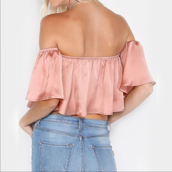 Satin Off Shoulder Crop Top *LAST ONE* - Picture 2 of 2